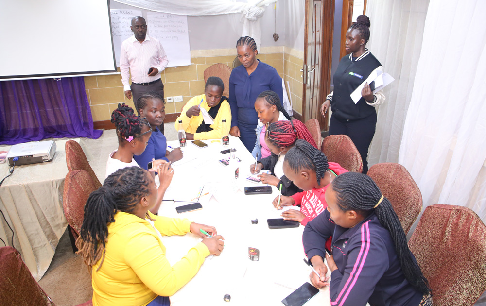 Ongoing training session in Easteleigh facilitated by staff from TU-K and KCB Foundation’s Young Africa Works – Kenya (YAW-K) project