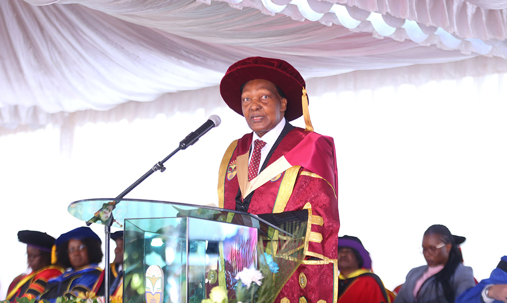 Hon. Dr Jared Kangwana - Chancellor speaks during the 14th graduation ceremony