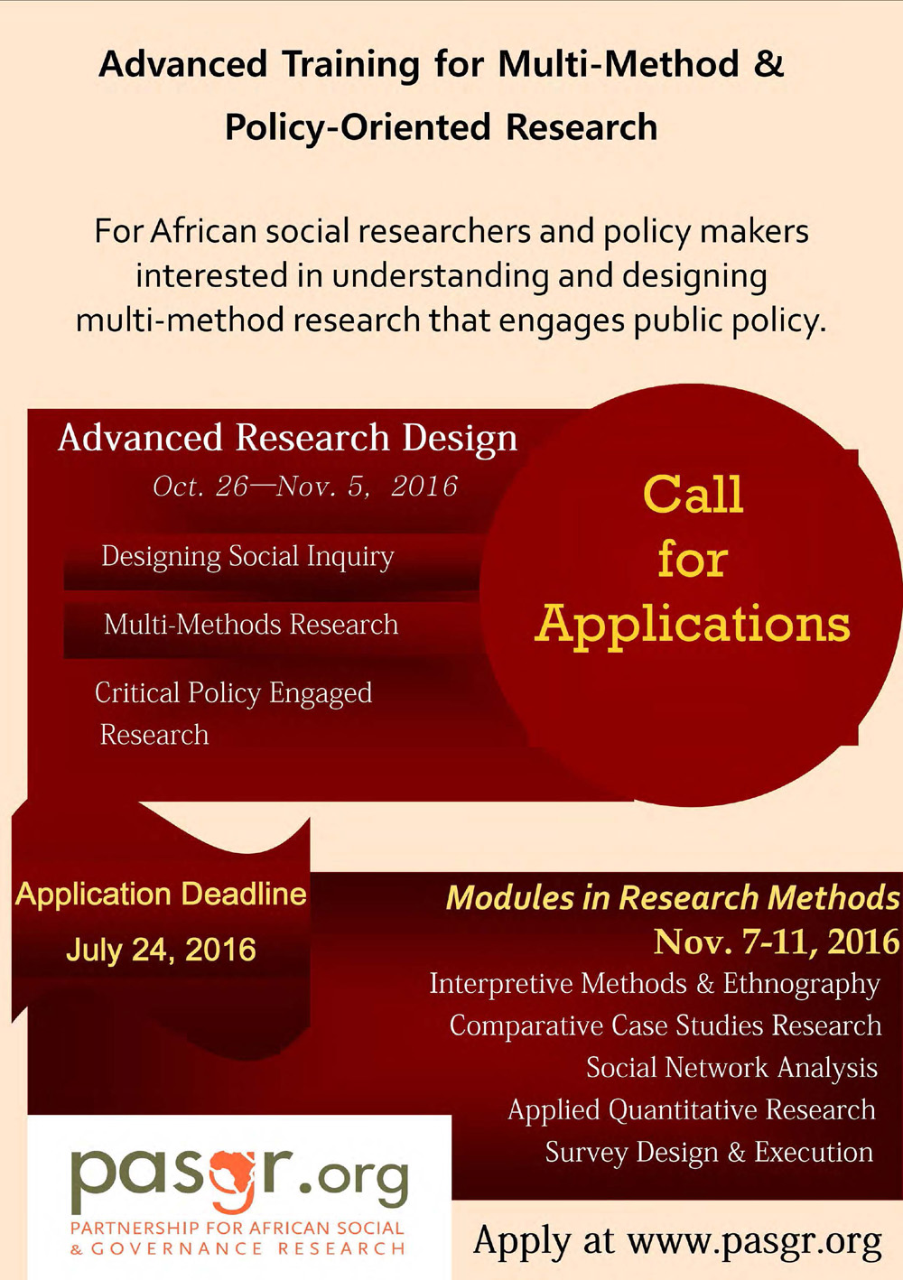  Call for Applications - Advanced Training for Multi-Method & Policy-Oriented Research