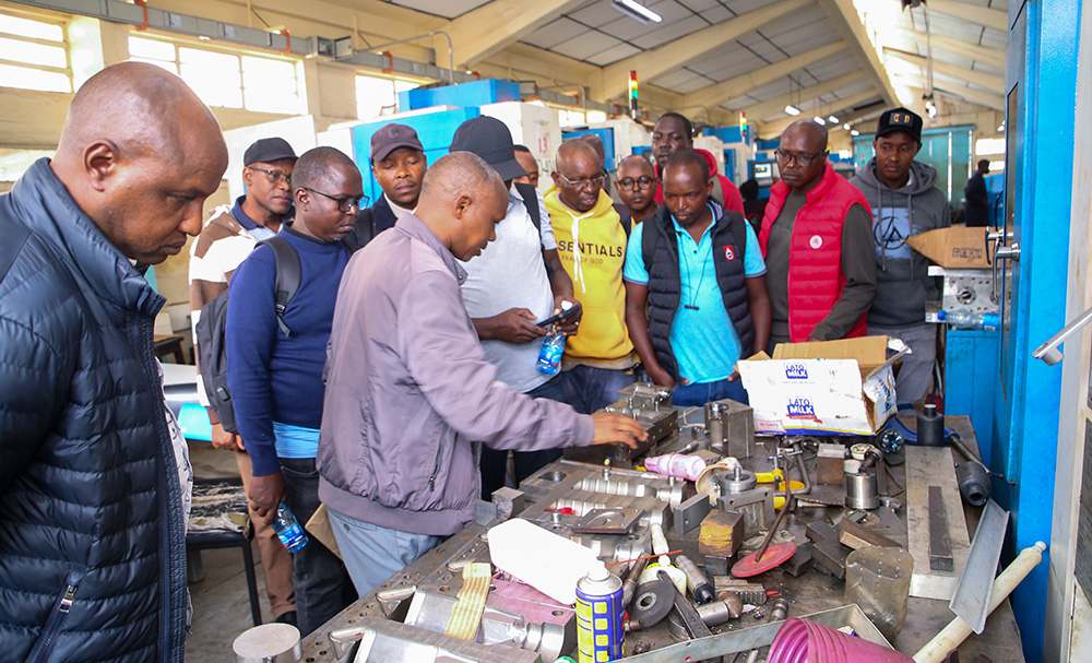 Staff from Kenya Pipeline Company who are undergoing a training on 'Smart SCADA Maintenance' tour Advance Engineering Workshop. 