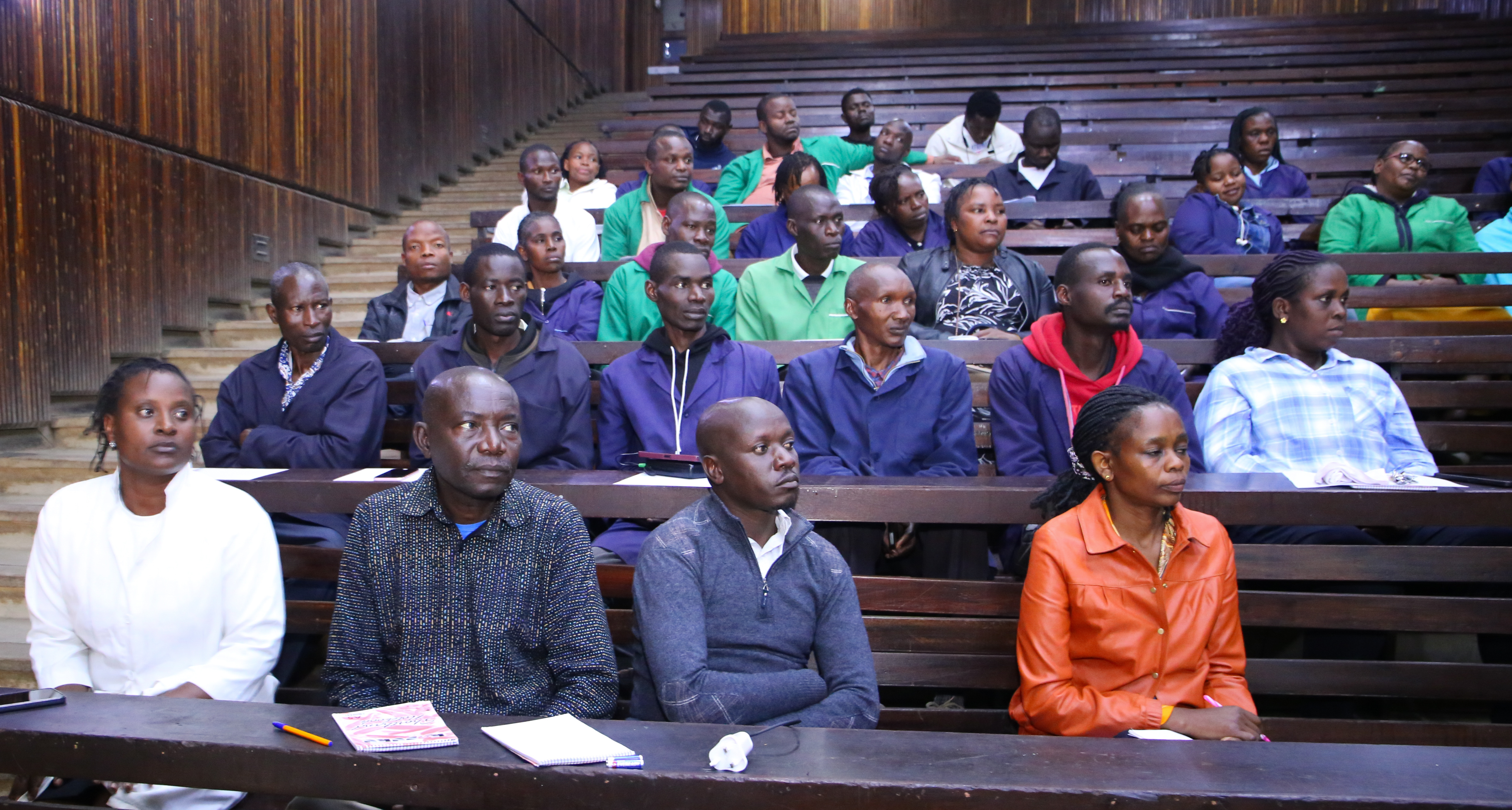 Members of staff from the Department of University Campus Services during the training at Lecture Theatre
