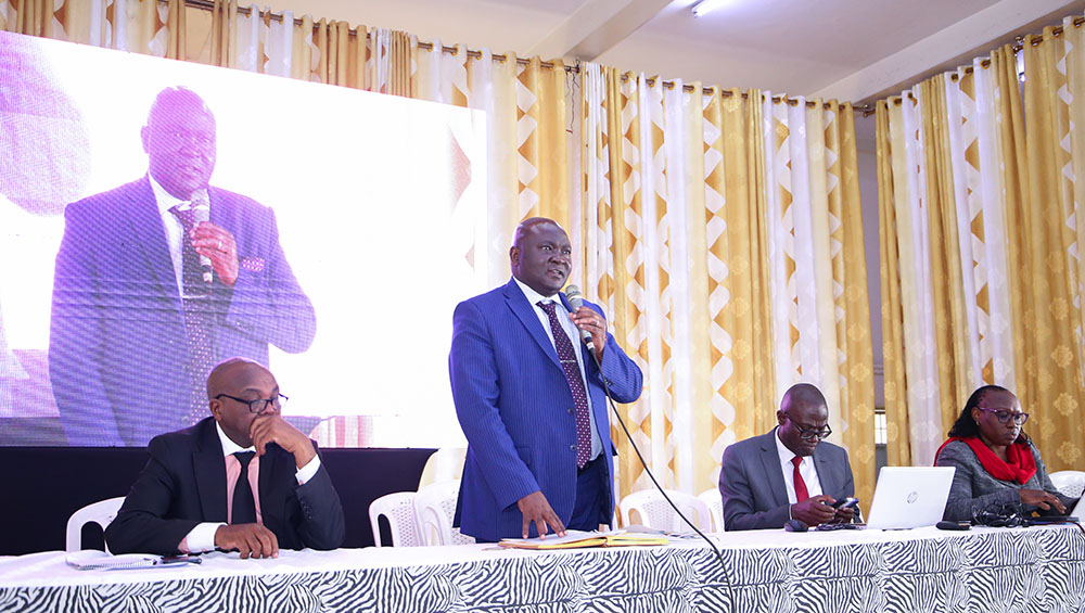 DVC-Academic and Student Affairs Prof. Maurice Amutabi speaking to the 1st years